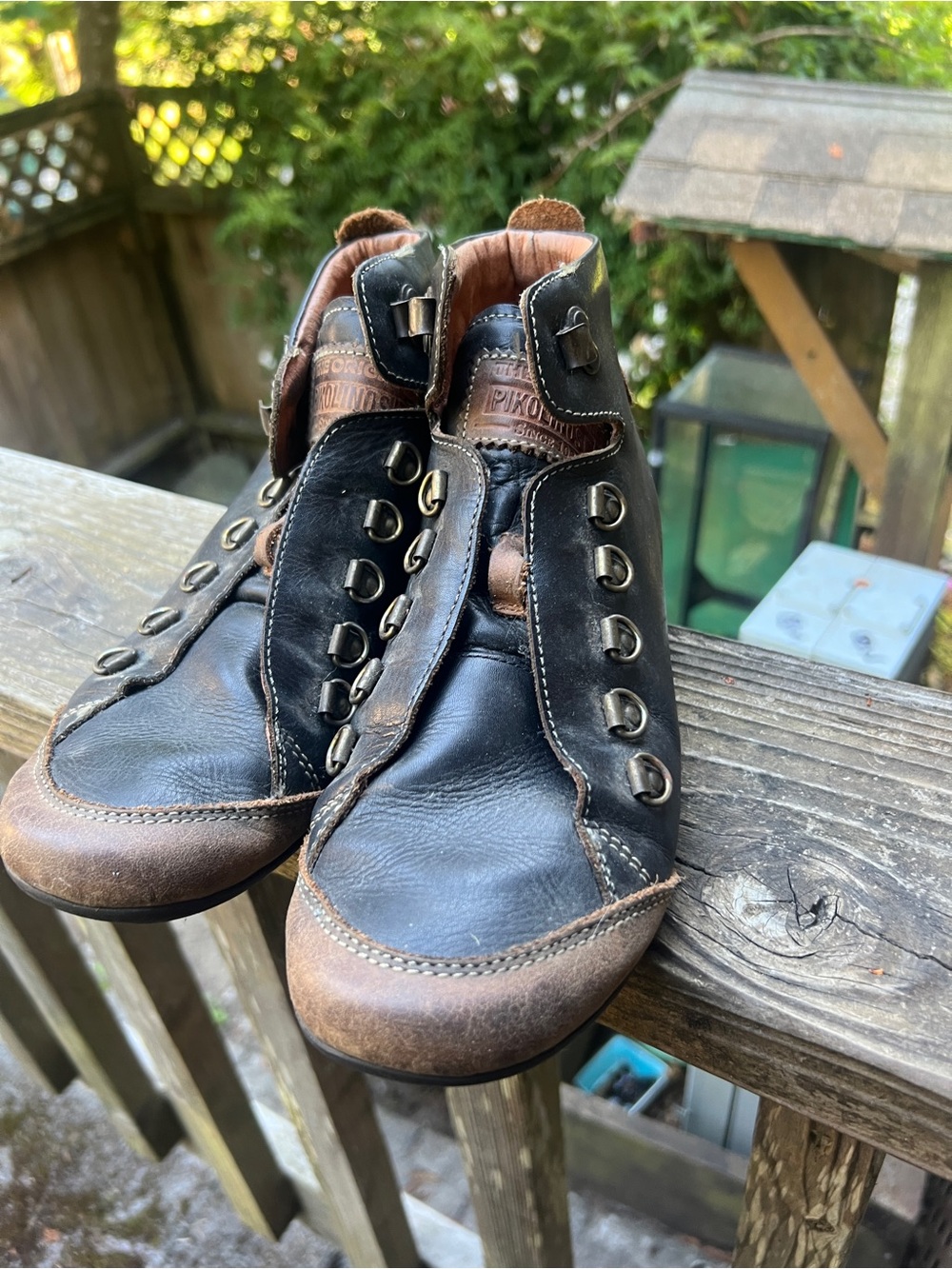 Pikolinos Black and Brown Leather Casual Boots Sneakers Shoes